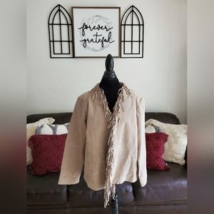 Vintage Y2K 90's Brown Leather Fringe Jacket Size 2X Boho Chic Classic Western